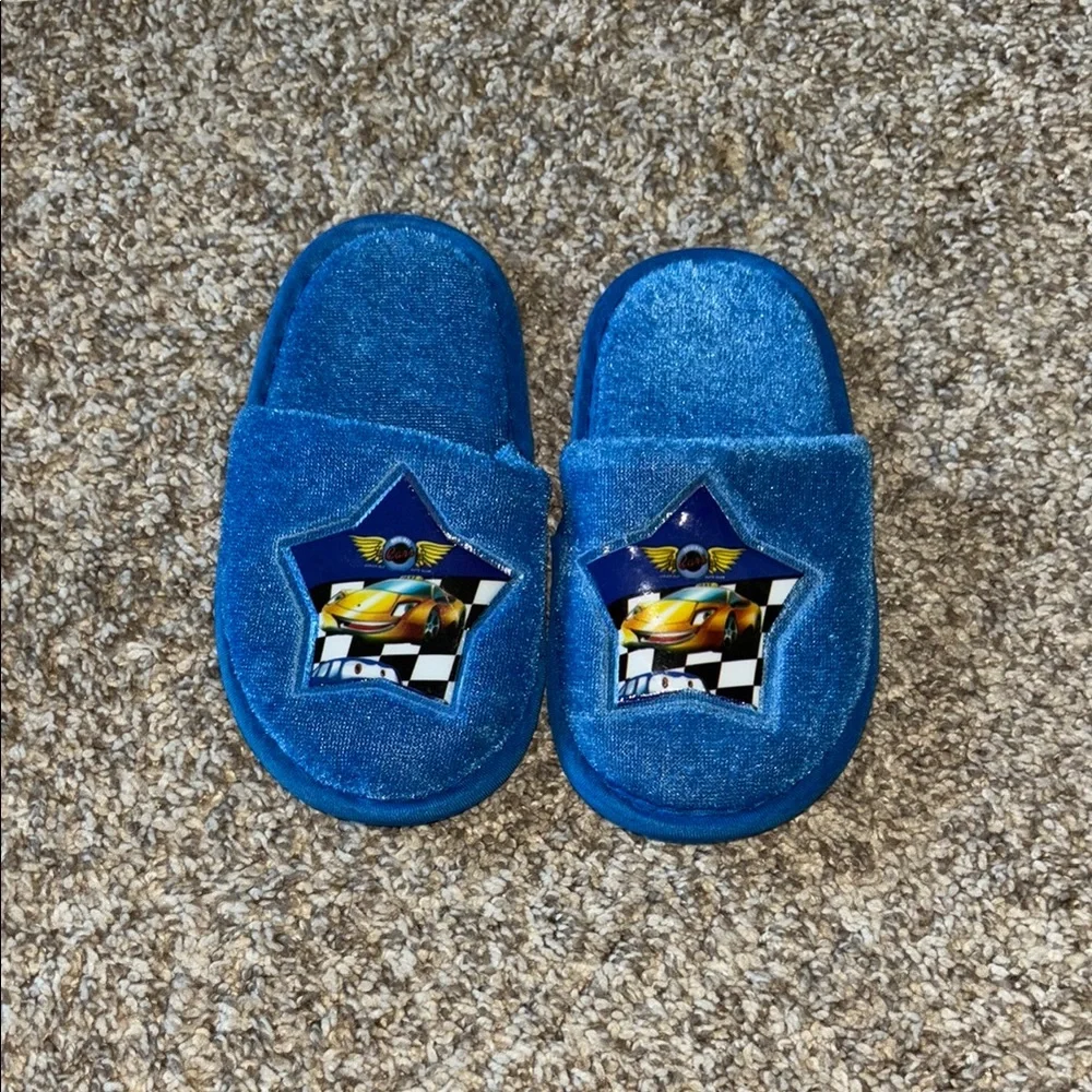 Blue Kids Cars Slippers
